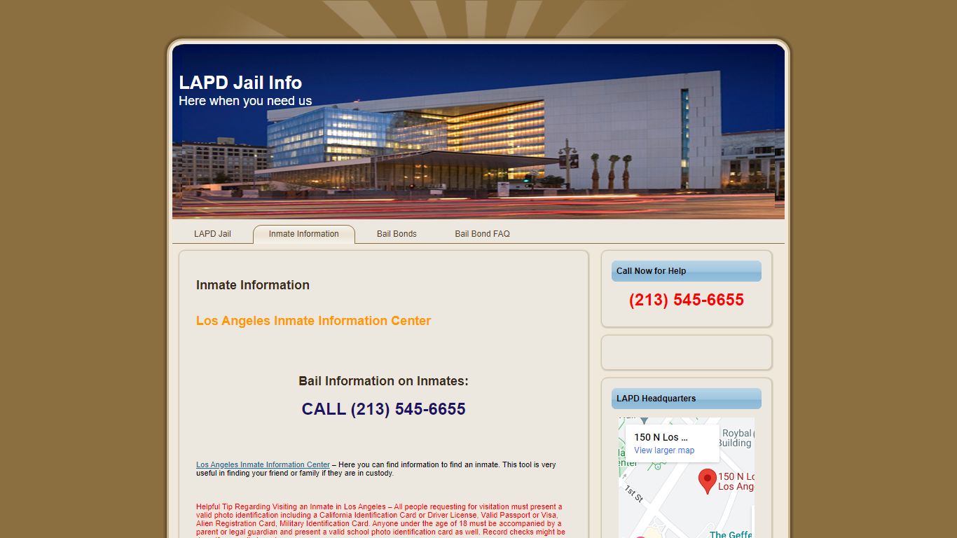 LAPD Jail Info » Inmate Information